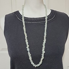 Aquamarine Chip 18” Necklace Translucent Light Sky Blue Green Stones Beach BOHO