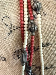 Vintage Silver Tone Ribbed Bead Necklace Chunky Boho Southwest Style