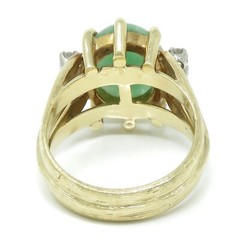 NYJEWEL 14k Yellow Gold Jadeite Jade Diamond Ring Signed LJ