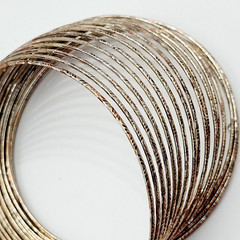 Slinky Wide Wrap Thin Wire Bangle Coppery Gold Tone Metal Vintage Bracelet