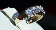 10k yellow gold ring 1.00ct natural tanzanite size 6 band vintage 2.15gr N3511