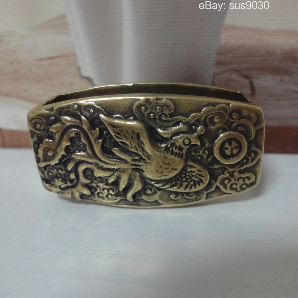 Solid Brass Engraved Phoenix Women Belt Holder Buckle