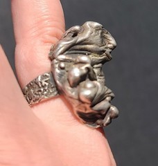 VTG MCM Sterling Silver Brutalist Modernist Abstract Embrace Statement Ring Sz 7