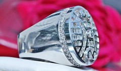 14k white gold ring 2.50ct natural diamond size 11.5 vintage handmade 27.0g Gab8