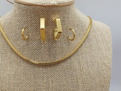 Signed MONET Square Snake Chain Necklace & Square Hoop & Small Hoop Earrings Lot