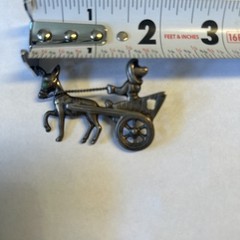 Vintage Sterling Silver Mexico Donkey with Driver Rancher Carriage 9.6 grams