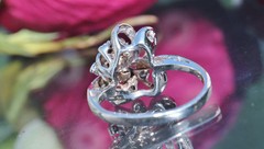 14k white gold swirl ring 0.25ct natural diamond size 4 vintage 3gr Radiant