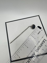 Antique Silver Tone Hat Stick Pin White Blue Glass Stones Unsigned Estate Read