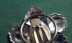 Vintage Signed Western Germany Silver Tone Metal Textured Leaf Scarf Clip Unused