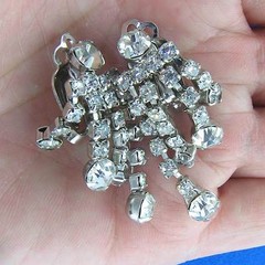 Vintage Clip On Earrings Rhinestone 1.5 in