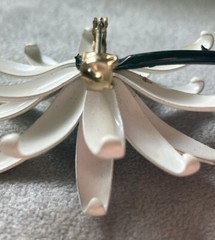 Vintage Enameled Metal Black/ White Flower Brooch 3.5 X 2 Inches