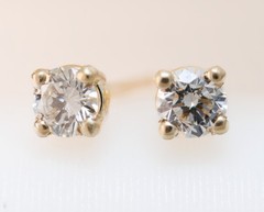 Natural Diamond 1/5ctw Petite Studs Round 14k Yellow Gold Earrings