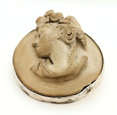 Lava Cameo Brooch Pin Sterling Silver Setting Fine Vintage Jewellery