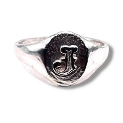 Initial J Signet 925 Vintage Sterling Silver Child Baby Letter Ring Size 3