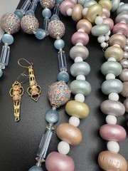 TITLE Vintage Pastel Beaded Jewelry Lot Necklaces Earrings Pearl Glam Retro