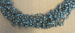 80s vtg Kenneth Lane Turquoise Glass Boho Wired Bead Multi Strand Necklace 36″
