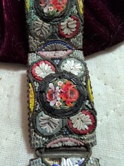 Vintage italian micro mosaic link bracelet 7 1/2 Inches X 7/8 Inch