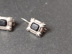 Vintage Silver And Black Sterling Silver Silver Earrings With Black Stones