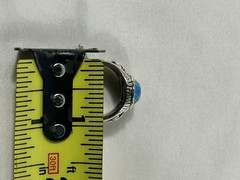 Lot of 2 Men’s Size 11 Costume Rings Blue Turquoise Look Cabochon Silver Tone