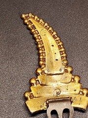 Rare Antique Gold Tone Signed A1 Safa Kundan Kalangi Brooch Turban Pin Green 2″