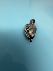 Vintage Bunny Rabbit Hare Head Good Luck Sterling Silver For Foot Charm 2.6g
