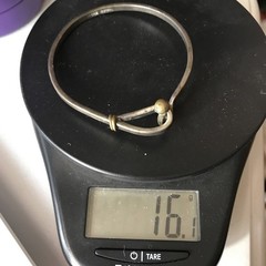 Vintage Mexico LMA 925 Sterling Silver Brass Clasp Closure Bangle Bracelet sz 7