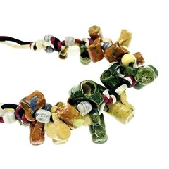 1970/1980s Mexican Folk Art Cluster Necklace Pottery Mugs Charms Ethnic Vintage