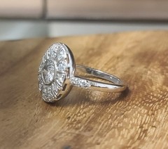 14k White Gold Vintage Engagement Ring 1.20ct Natural Diamond Round Shape