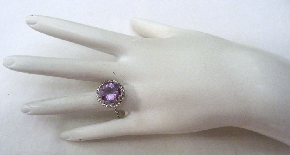 DESIGNER 6.84 CARATS AMETHYST WHITE TOPAZ GEMSTONE STERLING SILVER RING 9
