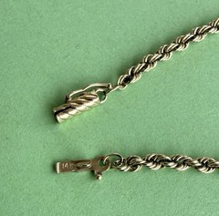 Vintage 14k Yellow Gold Rope Chain Bracelet with Locking Slide Barrel Clasp 8”