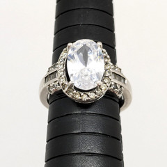 Vintage Elegant RING Silver 925 with Big Bright Stone -size: 8.25US (18mm) | #91