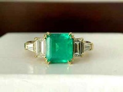 Art Deco 2.50Ct Asscher Emerald Lab Created Diamond 14K Gold FN Engagement Ring