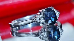 14k white gold sz 7.75 ring 1.00ct natural, treated sapphire diamond 3.30g N3397