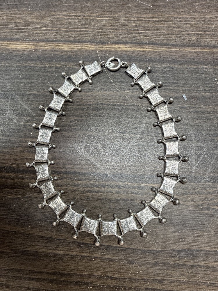 Victorian Revival RARE Danecraft Silver Necklace Choker Bookchain 14.5” 54+g