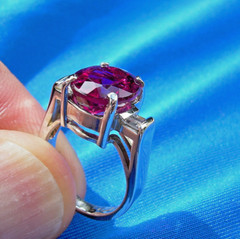 Original EARTH MINED RUBELLITE Tourmaline DIAMOND Deco Engagement Ring 14K GOLD
