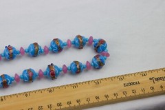 Sky Blue Cake Bead Necklace with Glass Bead Spacers, Closed Single Strand, 132gr