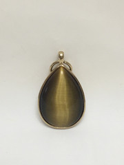 Tiger Eye Stone Pendant With Gold Tone