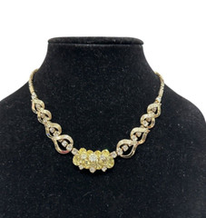 Vintage MCM Necklace Sarah Coventry Clear Yellow Green Rhinestone 16-18″