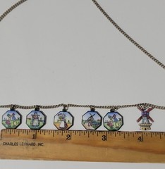 Antique Vintage Dutch Necklace Enamel Copper Charms Souvenir HollandNetherlands