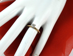 Vintage Ring Solid 14K Yellow Gold Solitaire Diamond Engagement Fine Jewelry