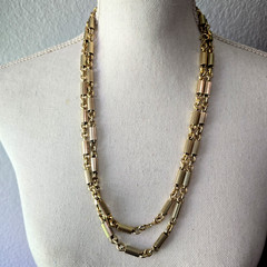 Vintage 70s Sarah Coventry Gold Tone Textured Metal Beads Chain Necklace 52″ L