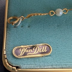 Vintage Van Dell 12K Gold Filled Cultured Pearl Leaf Bracelet NIB Mid-Century