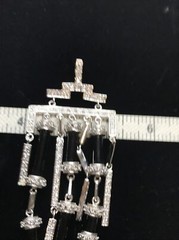 Vintage 925 Sterling Silver Black Onyx Clear Cubic Zirconia Pave Bold Pendant