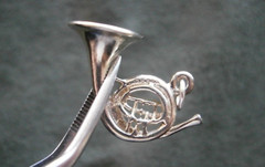French Horn Vintage Sterling Silver Charm Pendant 2.3g
