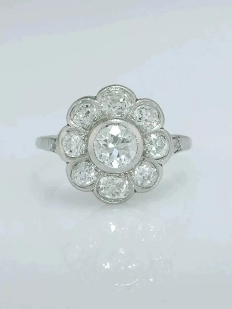 Art Deco Style Round Cut Lab Created Diamond 925 Sterling Silver Engagement Ring