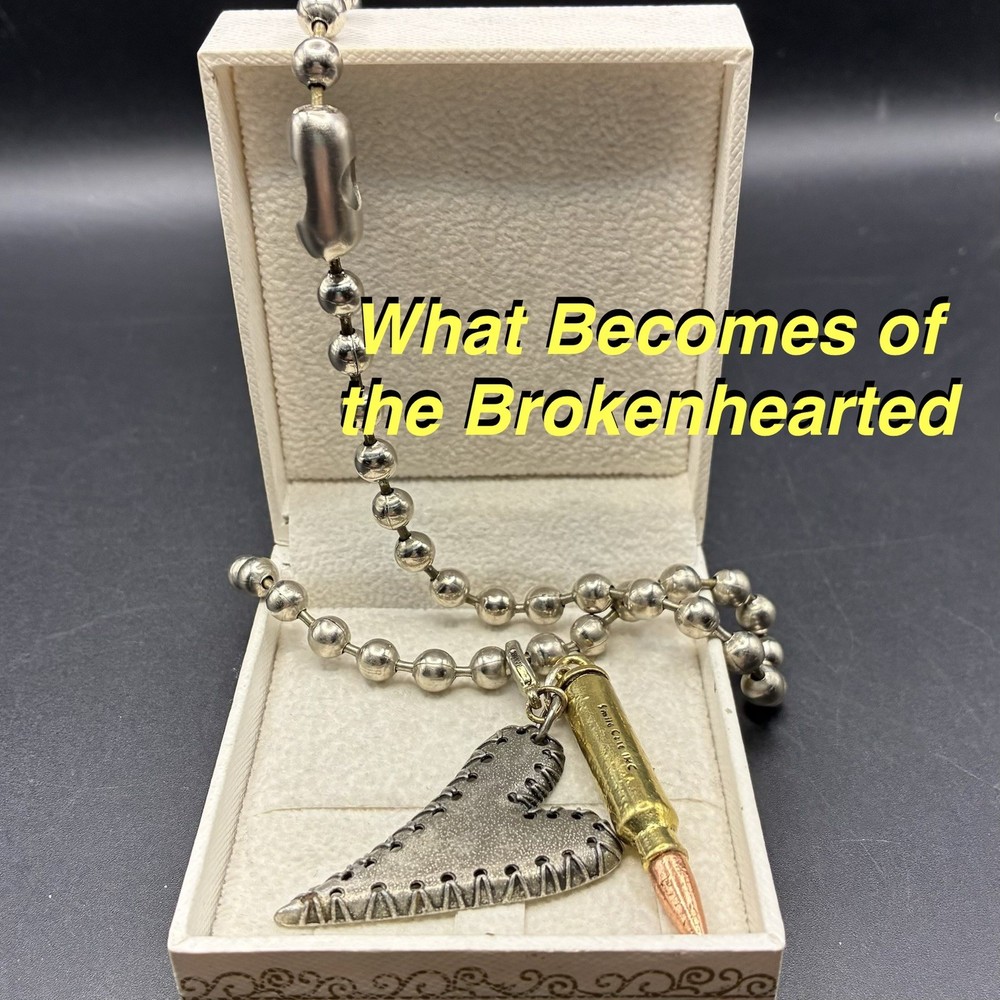 Vintage Broken Heart & Bullet Charms, Oversized Vtg Ball Chain Necklace, Custom