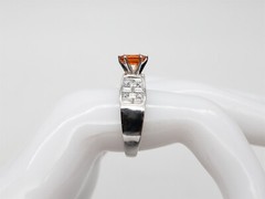 $10,000 3.50ct Natural Padparadscha Sapphire VS G Diamond 14k White Gold Ring