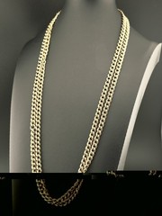 Vintage 12k Gold Filled Star Art 54″ Guard Muff Chain Statement Necklace 55 gram