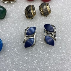 (9 Pairs) Vintage Unmarked Clip On Earrings Gold & Silver Tone (#1014)