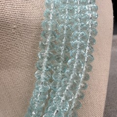 Acrylic Necklace Multi Strand Frosted Clear Blue Beads Looped 17 Inches
